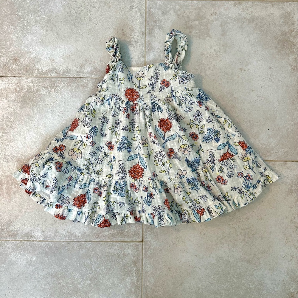 Joie Girls Floral Sundress in Cream with Blue and Red Accents
